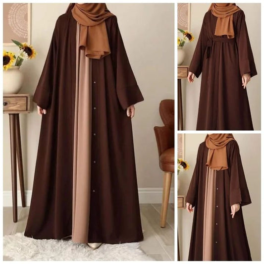 Manahil chocolate abaya with attach inner and stroller